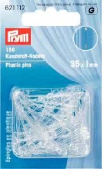 Immagine di 621112 Spilli in plastica liscio 1,00 x 35 mm trasparente - 150 pezzi