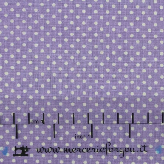 Stoffa viola a Pois bianchi - Vendita al metro - altezza 2,80 m Cotone 100%  made in Italy