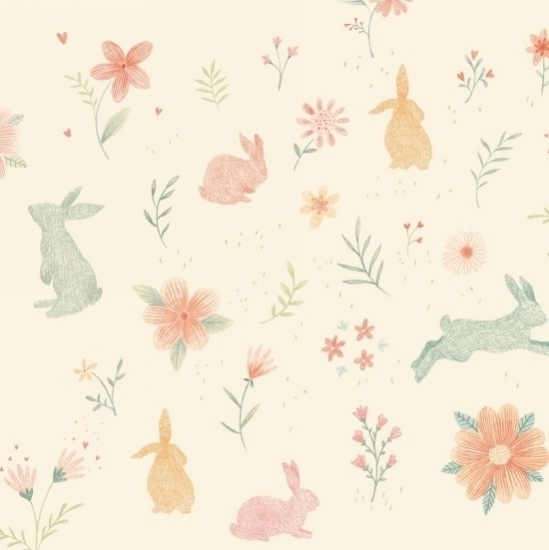 Bunny Tales Panna -StudioE Fabrics Cotone Americano Taglio 50x110 cm.  Collezione Bunny Tales cotone di StudioE Fabrics 3554-44 Panna