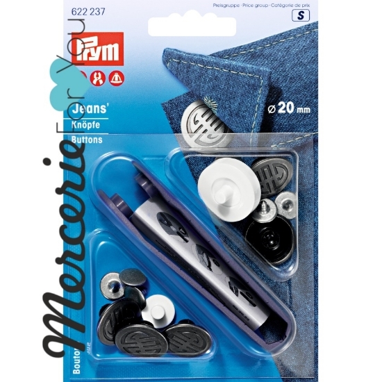 Prym 622237 Bottoni per jeans disegno Art Deco 20 mm ferro antico - 6  pezzi