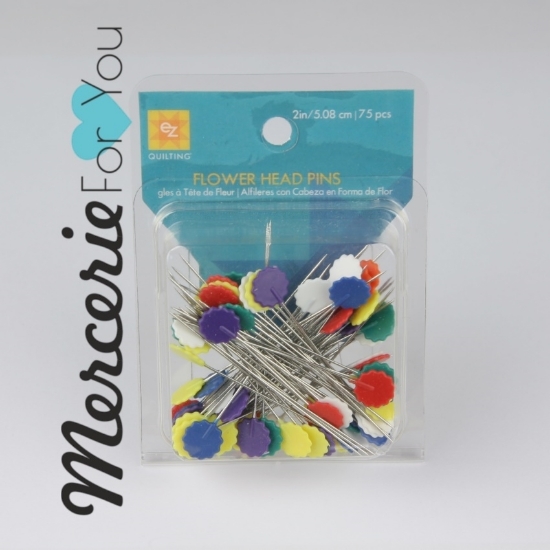 Spilli Patchwork con testa a fiore EZ Quilting E103 - 75 pezzi