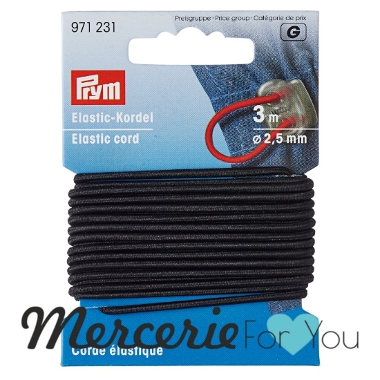 Prym 971231 Cordoncino elastico Ø 2,5 mm nero - 3 m Cordino elastico in gomma per cappelli, maschere, abbigliamento e accessori, gioielli e prodotti artigianali. Diametro: 2.5 mm