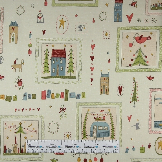 Cotone Americano collezione Home for Christmas Henry Glass Fabrics 2070-44 - vendita al metro. h. 110 cm Designer: Anni Downs of Hatched and Patched