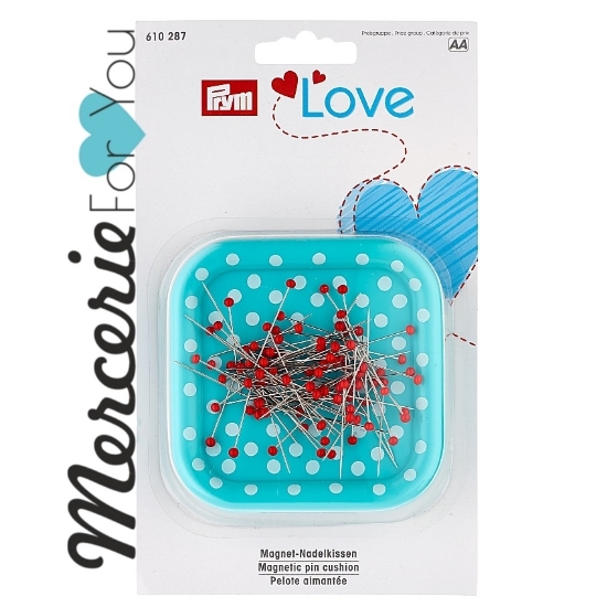 610287 Prym Love Porta Spilli Magnetico + 9 gr spilli testa vetro  0,6 mm x 30 mm