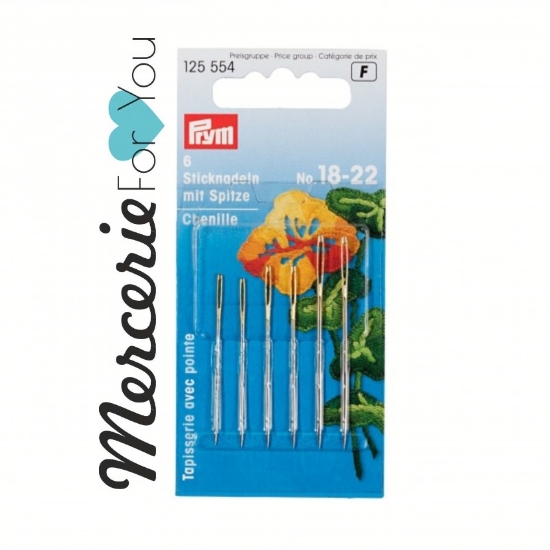 Prym 125554 Aghi da lana con punta misura assortita 18/22 - cartina da 6 pezzi