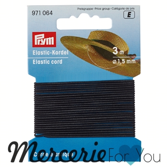 Prym 971064 Cordoncino elastico Ø 1,5 mm nero - 3 m.