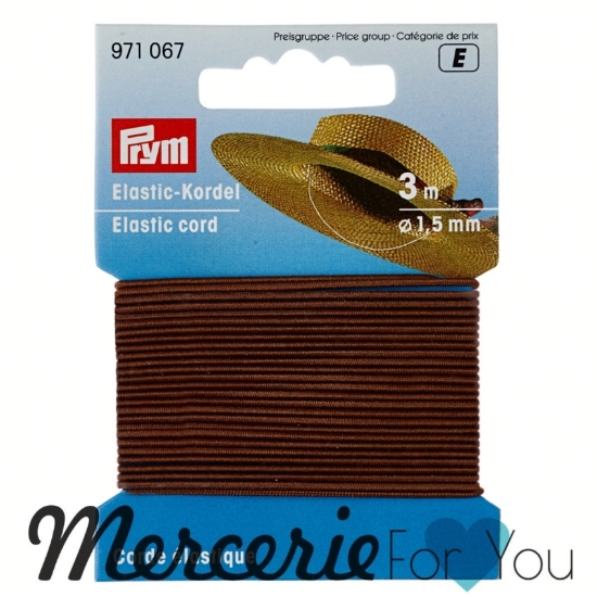 Prym 971067 Cordoncino elastico Ø 1,5 mm marrone - 3 m. Cordino elastico in gomma per cappelli, maschere, abbigliamento e accessori, gioielli e prodotti artigianali. 