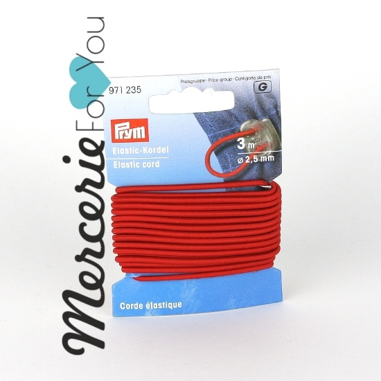 Prym 971235 Cordoncino elastico Ø 2,5 mm rosso - 3 m. Cordino elastico in gomma per cappelli, maschere, abbigliamento e accessori, gioielli e prodotti artigianali. Diametro: 2.5 mm.