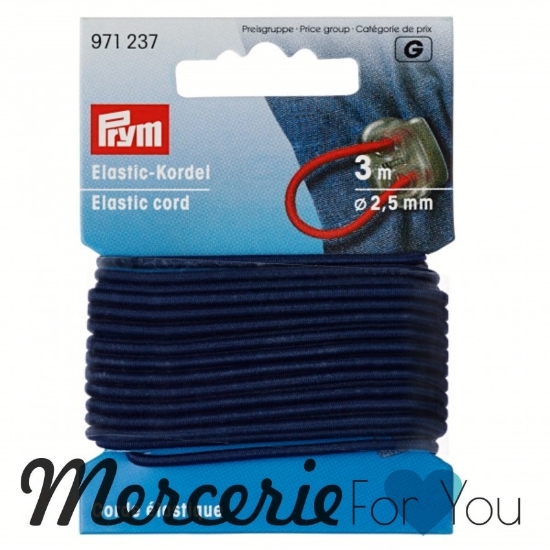 Prym 971237 Cordoncino elastico Ø 2,5 mm blu marino - 3 m. Cordino elastico in gomma per cappelli, maschere, abbigliamento e accessori, gioielli e prodotti artigianali. Diametro: 2.5 mm