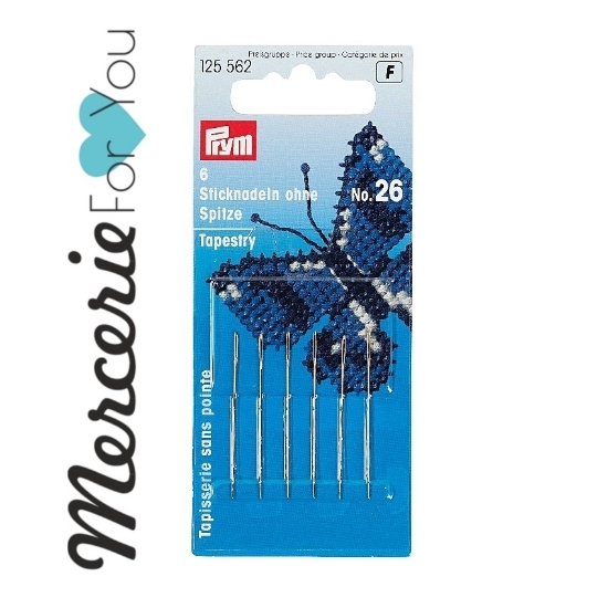 Prym 125562 Aghi lana senza punta No. 26 con cruna oro 0,60 x 34 mm - 6 pezzi per ricamo, punto croce e maglieria