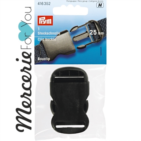 Prym 416352 Fibbie a clip in plastica 25 mm colore nero - 1 pezzo.