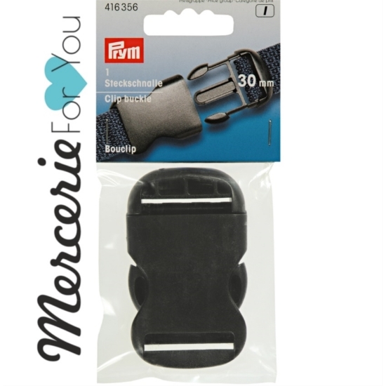 416356 Prym Fibbie a clip in plastica 30 mm colore nero - 1 pezzo.