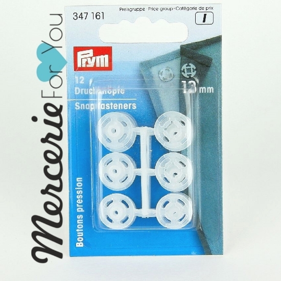 Prym 347161 bottoni automatici rotondi in plastica trasparente 13 mm - 12  pezzi.