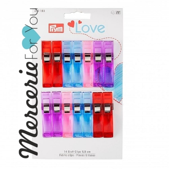 Prym Love 610183 Clips per tessuto - 5,5 cm 14 pezzi in colori assortiti.