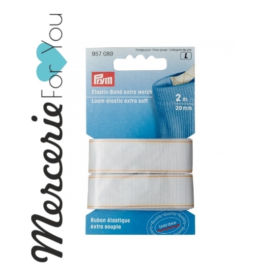 957089 Prym nastro elastico extra soffice - altezza 20 mm bianco - conf. 2 m