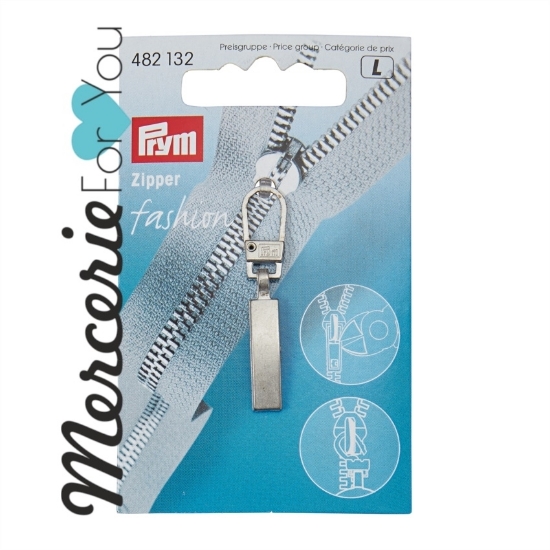 482132 Prym tirettio moda per cerniera Classic colore argento pallido - 1 pezzo