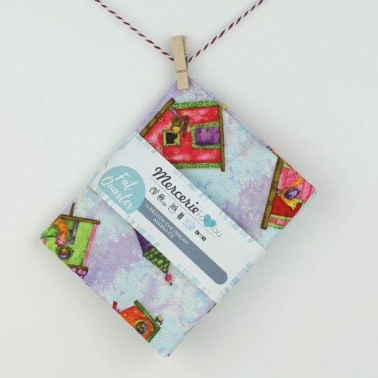 Fat Quarter BirdHouse Garden tessuto fantasia -  1 taglio 45x55 cm