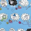 Fat Quarter col.Knitty Sheep Blue Cotone americano - 1 taglio 45x55 cm