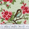 Fat Quarter Cotone americano R7341 collezione Cherry Blossom Blank Quilting fantasia su fondo verde - 1 taglio 45x55 cm.