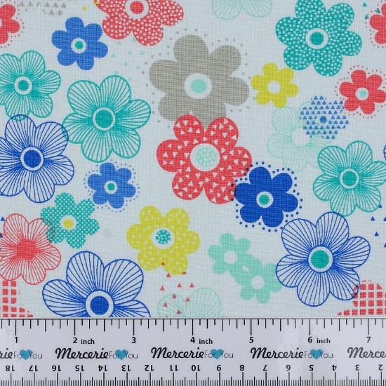 Cotone americano The Craft Cotton Company collezione Geo Pop fantasia a fiori colorati h.110 cm - vendita al metro.