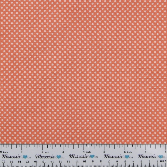 Stoffa arancio a pois bianchi - Pezza pretagliata da 50 x 280 cm Cotone 100% made in Italy