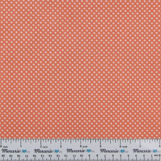 Stoffa arancio a pois bianchi - Pezza pretagliata da 50 x 280 cm Cotone 100% made in Italy