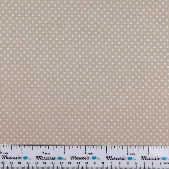 Stoffa beige / tortora a pois bianchi - vendita al metro h. 280 cm Cotone 100% made in Italy