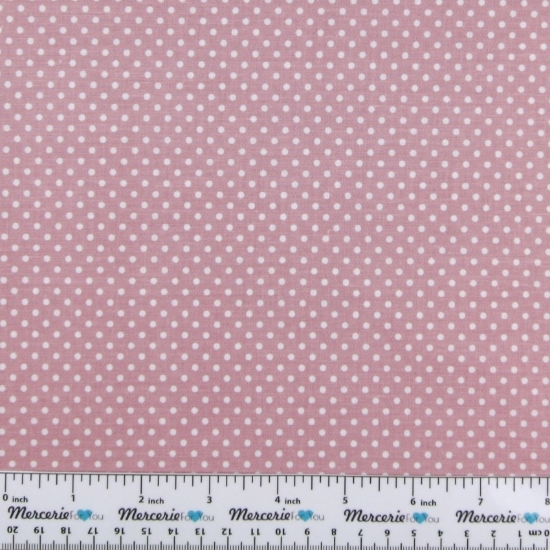 Stoffa rosa antico a pois bianchi - vendita al metro h. 280 cm Cotone 100%  made in Italy