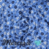Tessuto in jersey di cotone collezione Kimono Blossom fantasia floreale fondo azzurro - vendita al metro h. 150