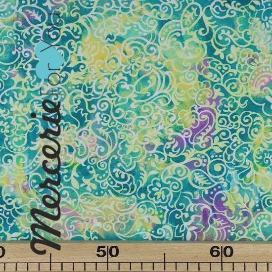 Collezione Callie by Quilting Treasures 1649-27129 Q - tessuto in cotone americano con fantasia a motivo arabescato su fondo verde h.110 cm vendita al metro