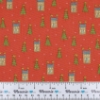 Fat Quarter in cotone Americano Home for Christmas Henry Glass Fabrics 2071-88 - fantasia casette e alberelli di natale su fondo rosso