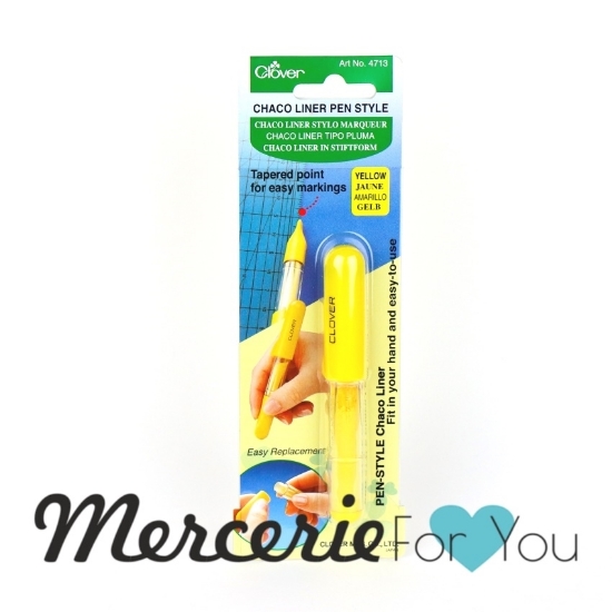 Clover 4713 - Penna stilo gesso Chaco Liner - Giallo Stilo a base di polvere di gesso per tracciare e marcare sui tessuti con facilità.