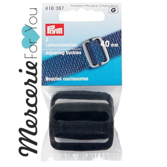 Prym 416387 Fibbie regolatrice plastica 40 mm nero - 2 pezzi Per regolare bretelle, cinture, zaini, borse, ecc.