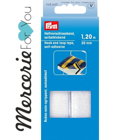 968645 Prym Nastro a strappo (velcro) autoadesivo 20 mm bianco - 1,2 m