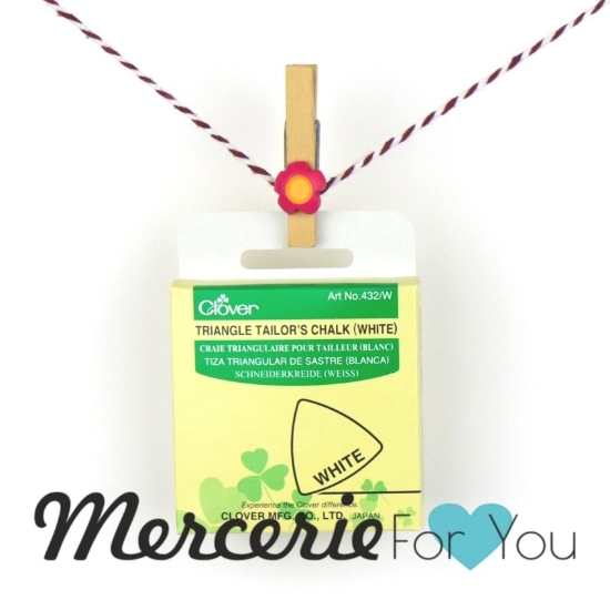 Clover 432 W - Gesso triangolare per sarti Bianco Per marcare tessuti, tracciare disegni e modifiche su modelli e ricami.