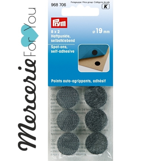 968706 Prym Adesivi in velcro rotondi 19 mm nero - 8 coppie