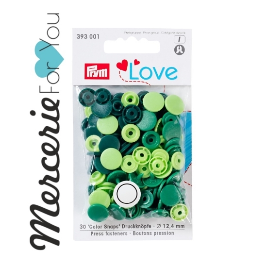 393001 Prym Love Color Snap bottoni a pressione 12,4mm colori assortiti  verde - 30 pezzi