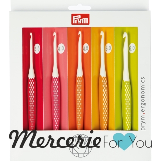 Prym 218440 - Set Uncinetti ergonomics 3.5 - 6 mm Set Prym Ergonomics con 5 uncinetti assortiti nelle misure 3.5 - 4 - 4.5 - 5 - 6 mm