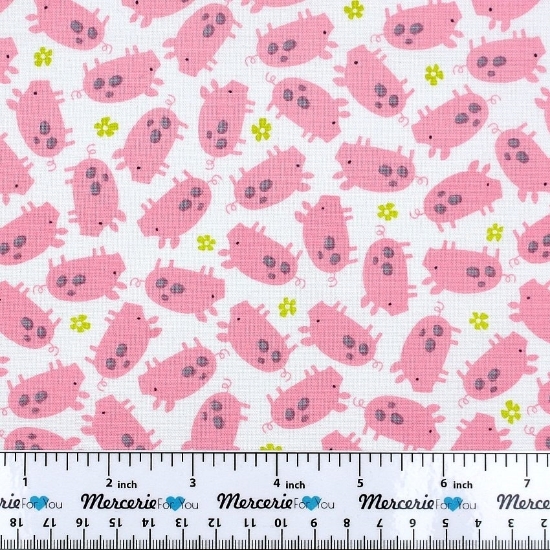 Tessuto cotone americano WildFlower Farm Studio E fabrics mailini rosa