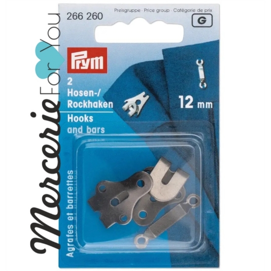 Prym 266260 Chiusura con gancio e spranghetta x pantaloni e gonne acciaio 12 mm ossido - 2 set 