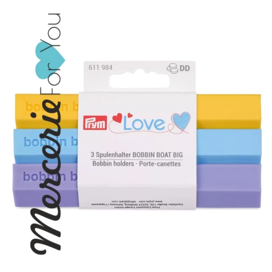 Prym 611984 Set 3 Porta bobine big nei colori giallo/blu/lilla 125 mm x 30 mm x 23 mm